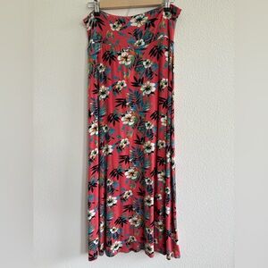 Floral Maxi Skirt in Coral